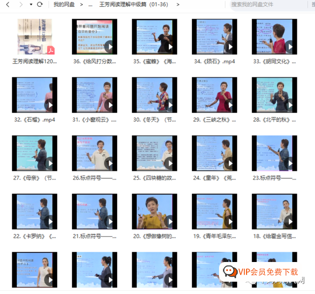 王芳阅读理解视频课小学阶段「初级」+「中级」+「高级」视频课程 三部资源分享百度网盘下载