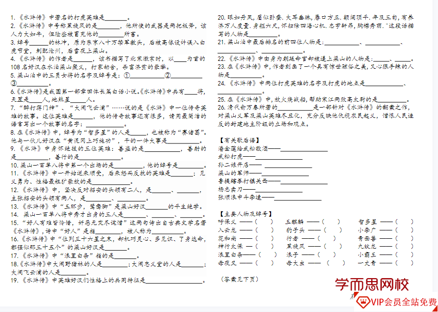 《水浒传》知识汇总【3页PDF文档】百度网盘下载