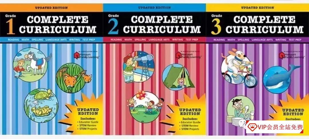 英语原版教材：美国小学王牌教辅|哈考特练习合集Complete Curriculum，含1-6年级，阅读+数学+写作等 百度网盘下载