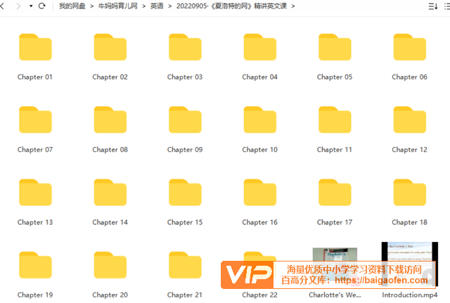 儿童文学名著《夏洛特的网》英文原版导读精讲视频(22章+练习) 儿童文学名著《夏洛特的网》英文原版导读精讲视频(22章+练习)英文原版学习资源百度网盘下载