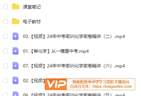 杨雯智化学 2024初三中考化学冲刺密训班（6课时）+PDF课堂笔记电子版资料 百度网盘下载
